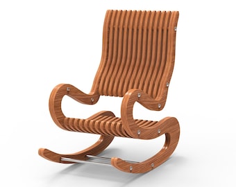 Parametrischer Schaukelstuhl CNC-Dateien Bundle | Laser geschnittene Stuhlpläne aus Holz | DXF Cdr PDF Dateien | Moderne Sperrholz Schaukelstuhl Vorlage