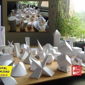 Figuras geométricas 3D, 48 piezas, proyectos de arquitectura (descarga digital)