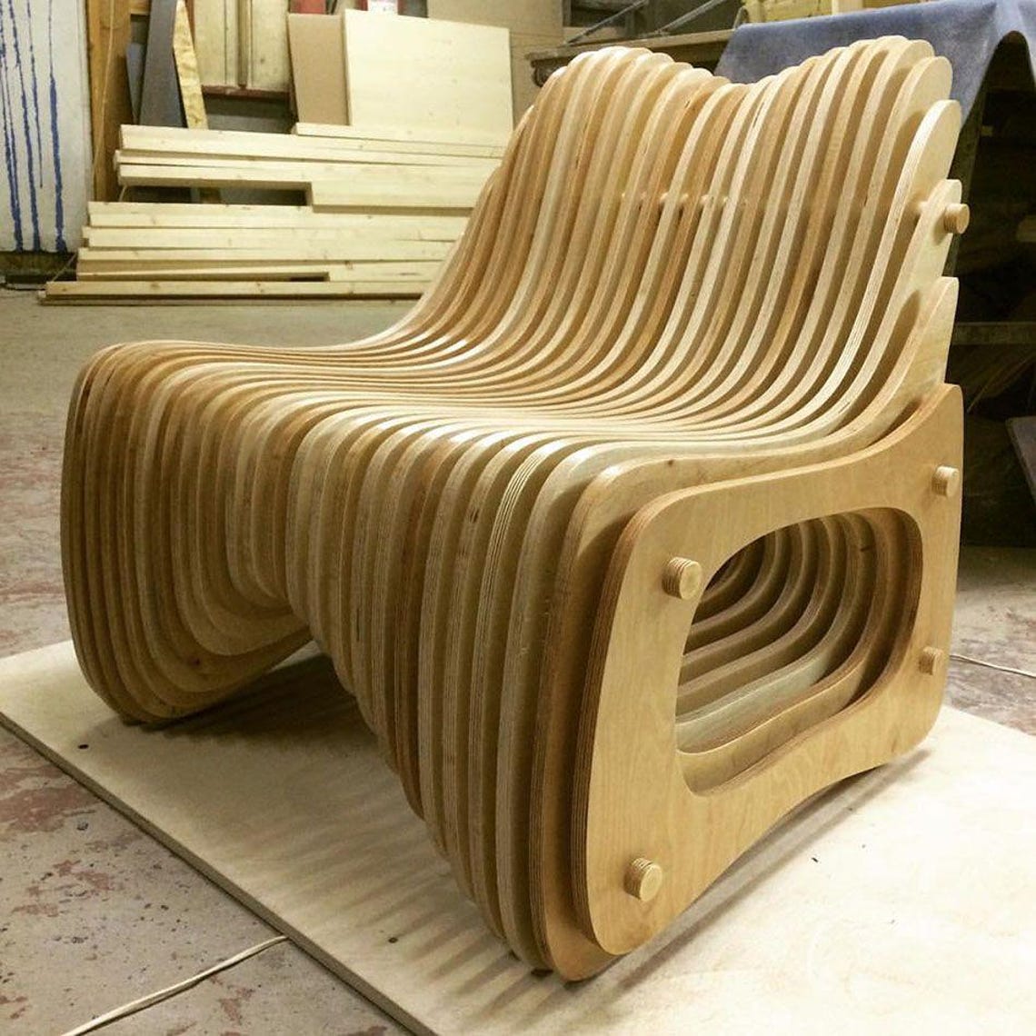 Parametric Chair CNC Cut File – Modern Plywood Lounge Seating (DXF ...