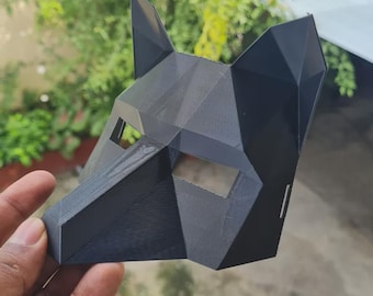 Low Poly Fuchs Maske PDF Vorlage | Printable Papercraft Maske DIY | Polygon-Tiermaskenmuster | 3D Paper Craft Kostüm Cosplay