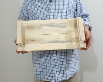 Handgemachte umweltfreundliche Ottomane Massivholz Servierplatte (22x45x8 cm)