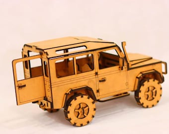 Laser geschnitten 3D Holz Puzzle Plan, Off-Road 4x4 Geländewagen Modell (Digitaler Download)