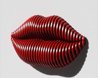 Parametrische Lippen Wandkunst, geschichtete 3D-Skulptur, CNC-Laserschnittdateien (Digitaler Download)