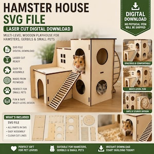Multi-Level Hamster House SVG | Laser Cut Wooden Pet Habitat (Digital Download)