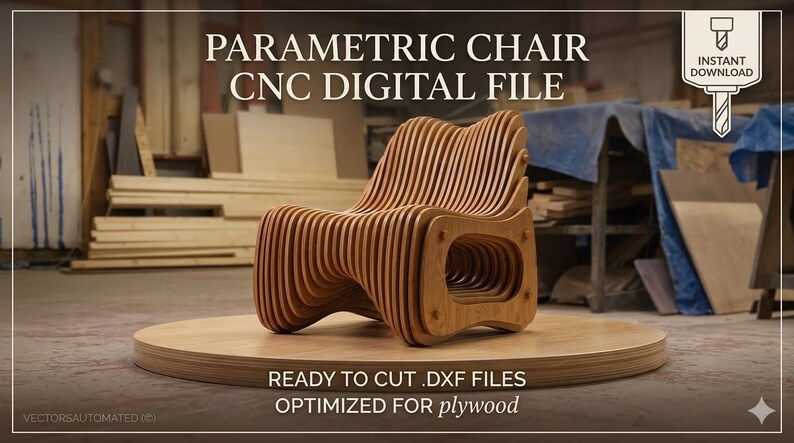 Parametric Chair CNC Cut File – Modern Plywood Lounge Seating (DXF ...