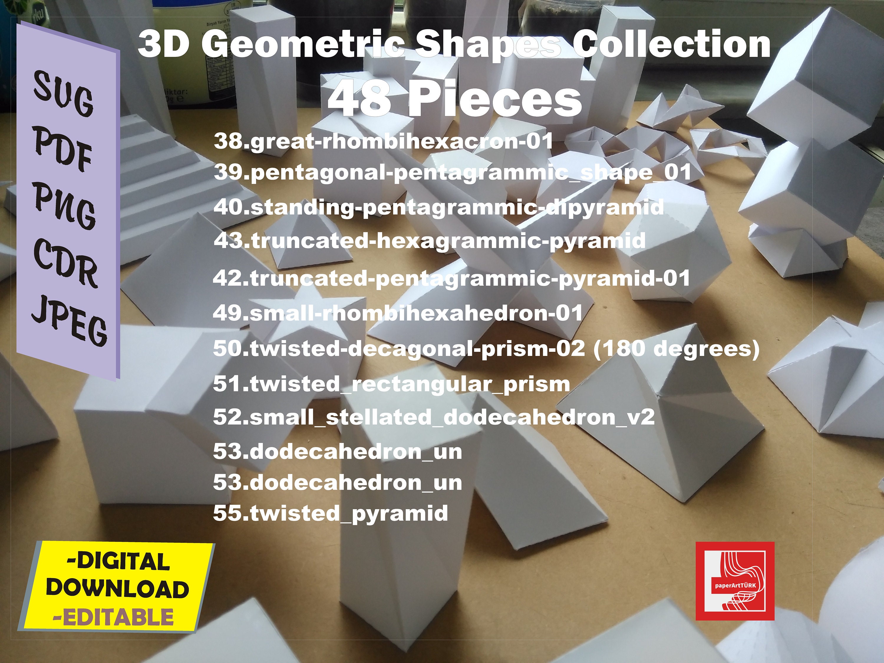 3D Geometric Shapes, 48 Pieces, Architecture Projects (digital Download ...