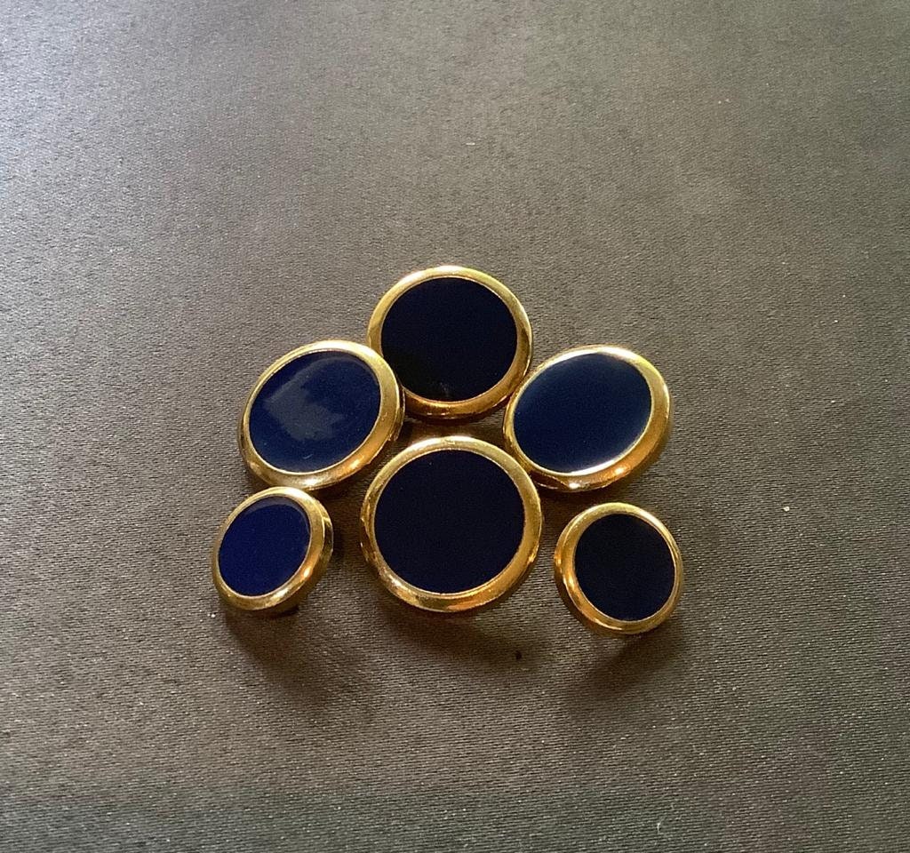 Gold Metal Rim Buttons With Mid Navy Blue Enamel Centre 15mm Etsy UK