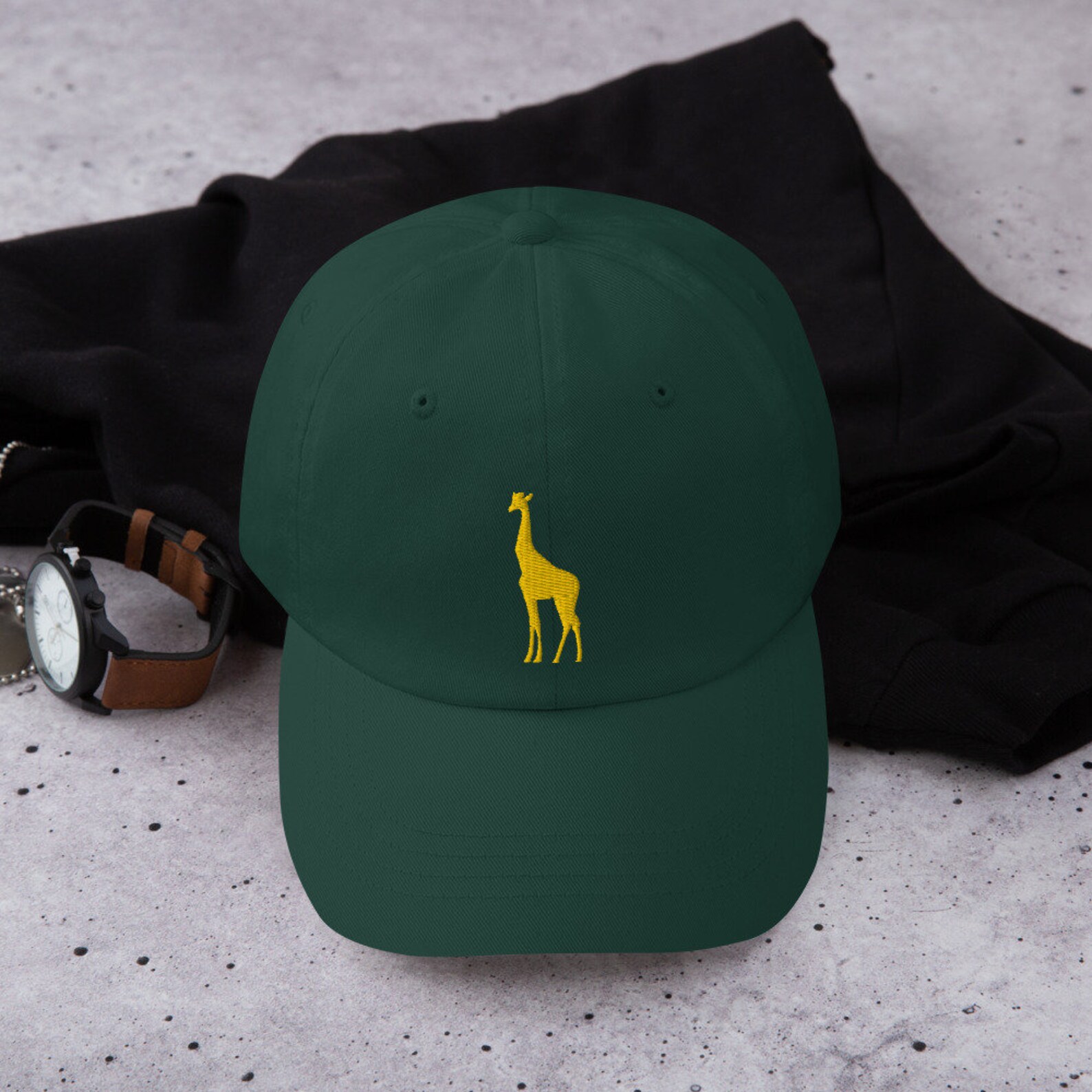 Giraffe Hat Yellow Giraffe Embroidered Baseball Cap Wildlife Etsy