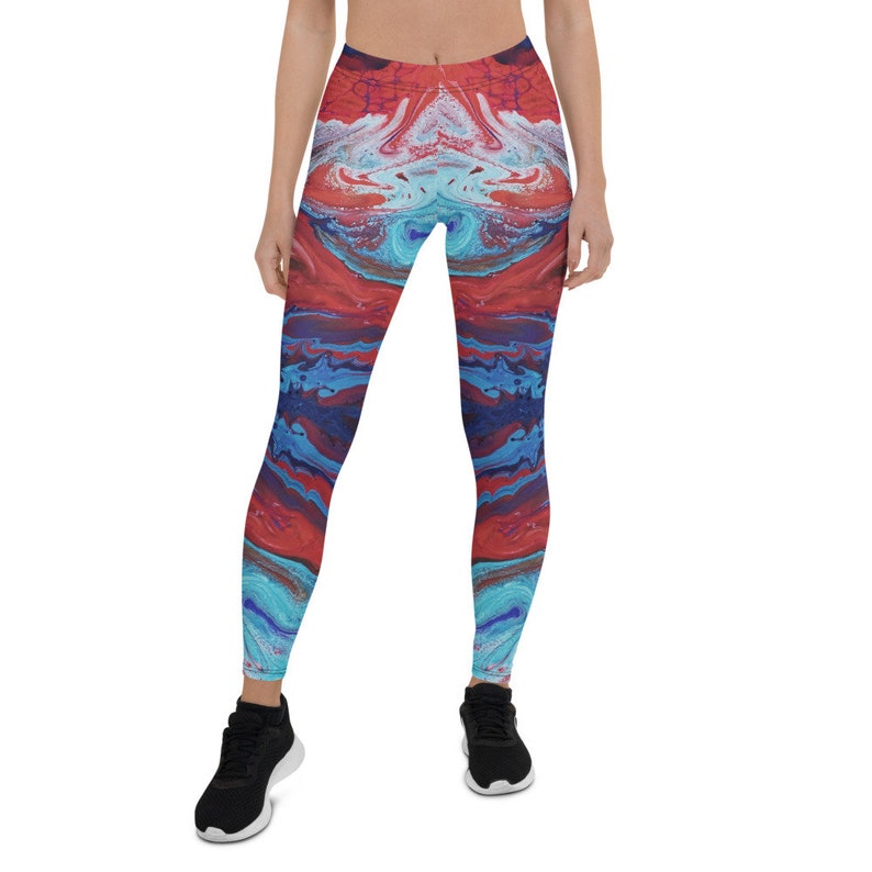 Yoga Tribal Clothing Fitness Leggings Gym Leggings Abstract Art Painting Festival Leggings Red Blue Green Women Leggings Dance Wear