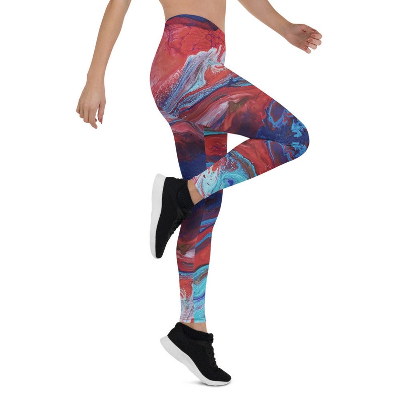 Yoga Tribal Clothing Fitness Leggings Gym Leggings Abstract Art Painting Festival Leggings Red Blue Green Women Leggings Dance Wear