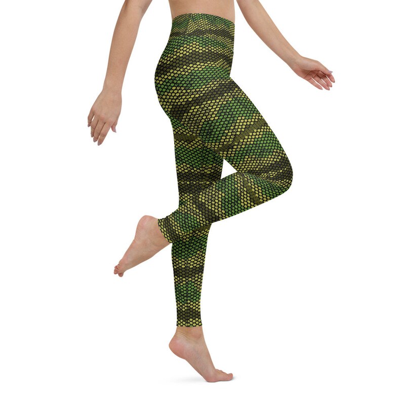 Green Snake Leggings Snakeskin Print Pattern Workout Tights Etsy