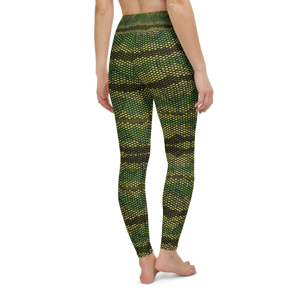 Green Snake Leggings Snakeskin Print 