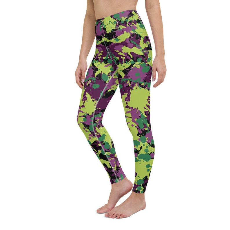 Green Purple Camo Leggings Army Camouflage Leggings Women Etsy