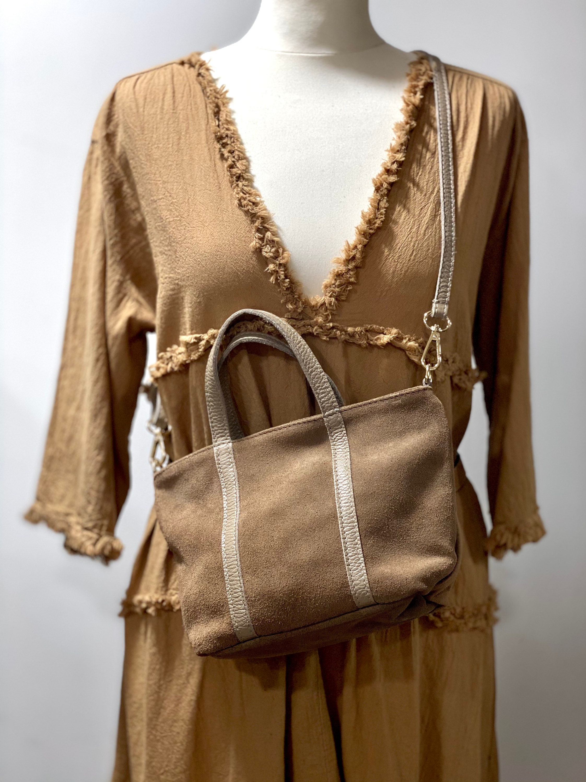small suede handbag