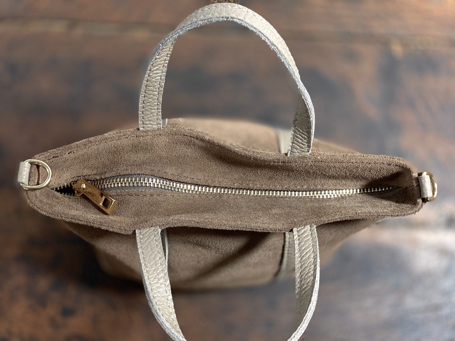 small suede handbag
