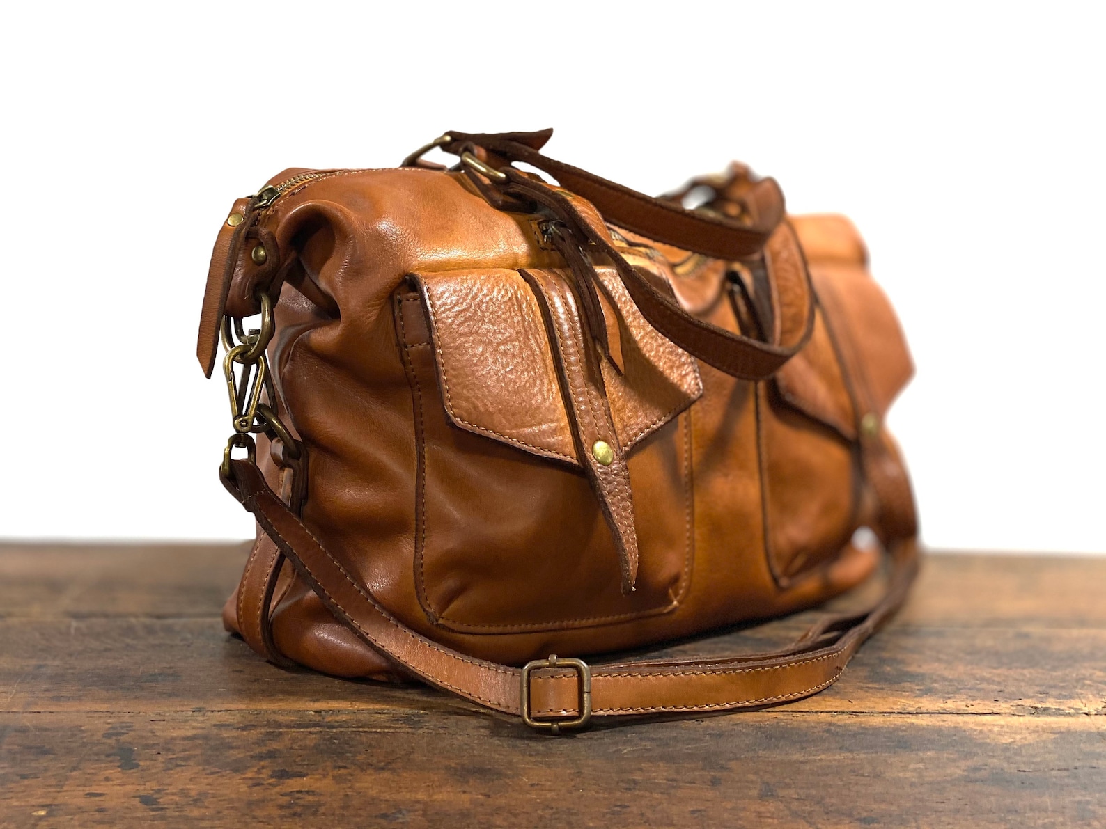 Washed leather bag vintage and aged effect artisanal Etsy