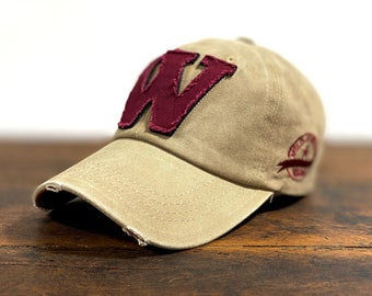 Katoenen pet - vintage - retro - Amerikaanse petten - trucker caps - katoen - vervaagd effect - eenvoudig - hold-school - letter W - wie - wat - waarom
