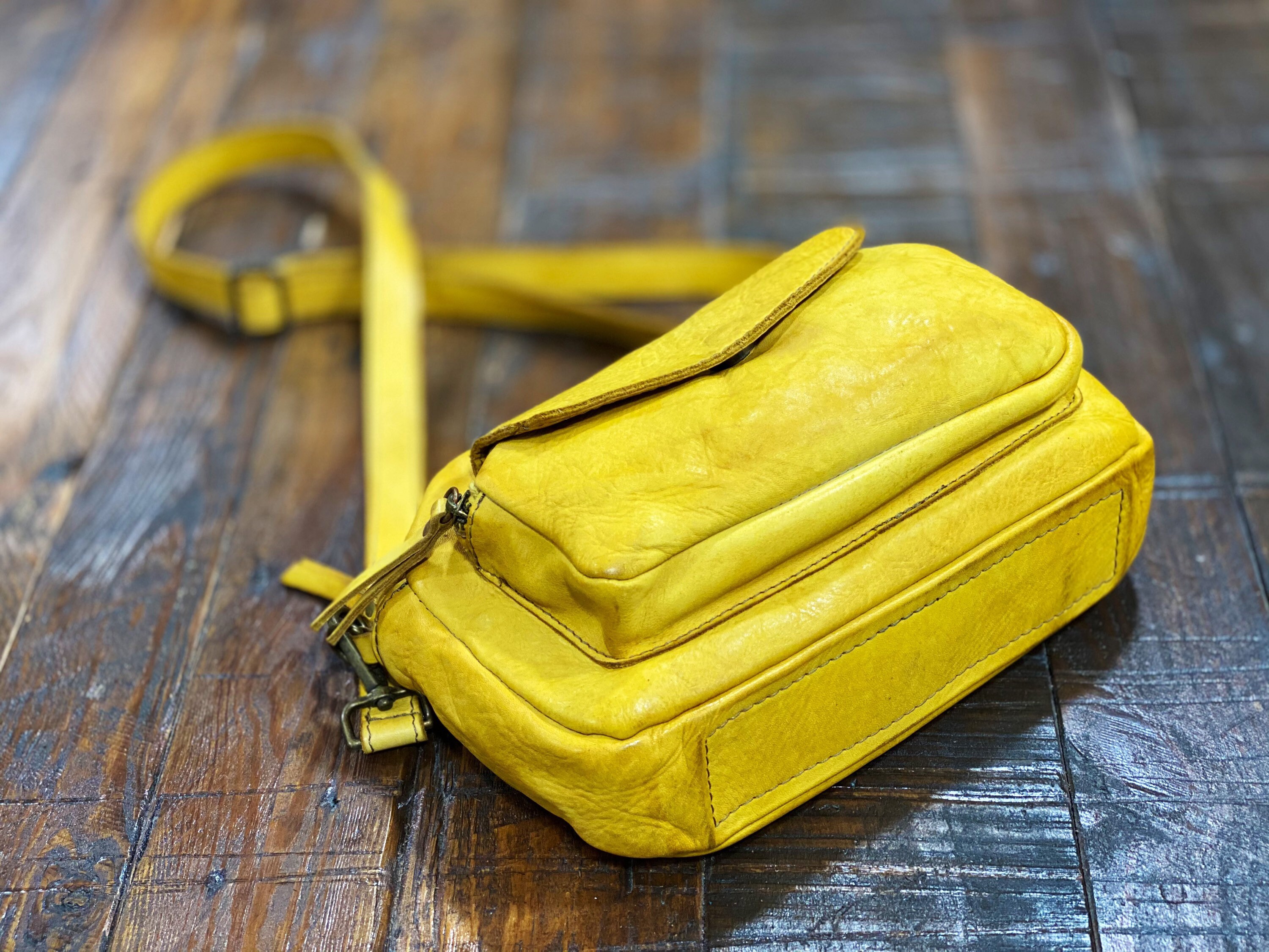 Handbag multipocket pouch mustard yellow color Etsy
