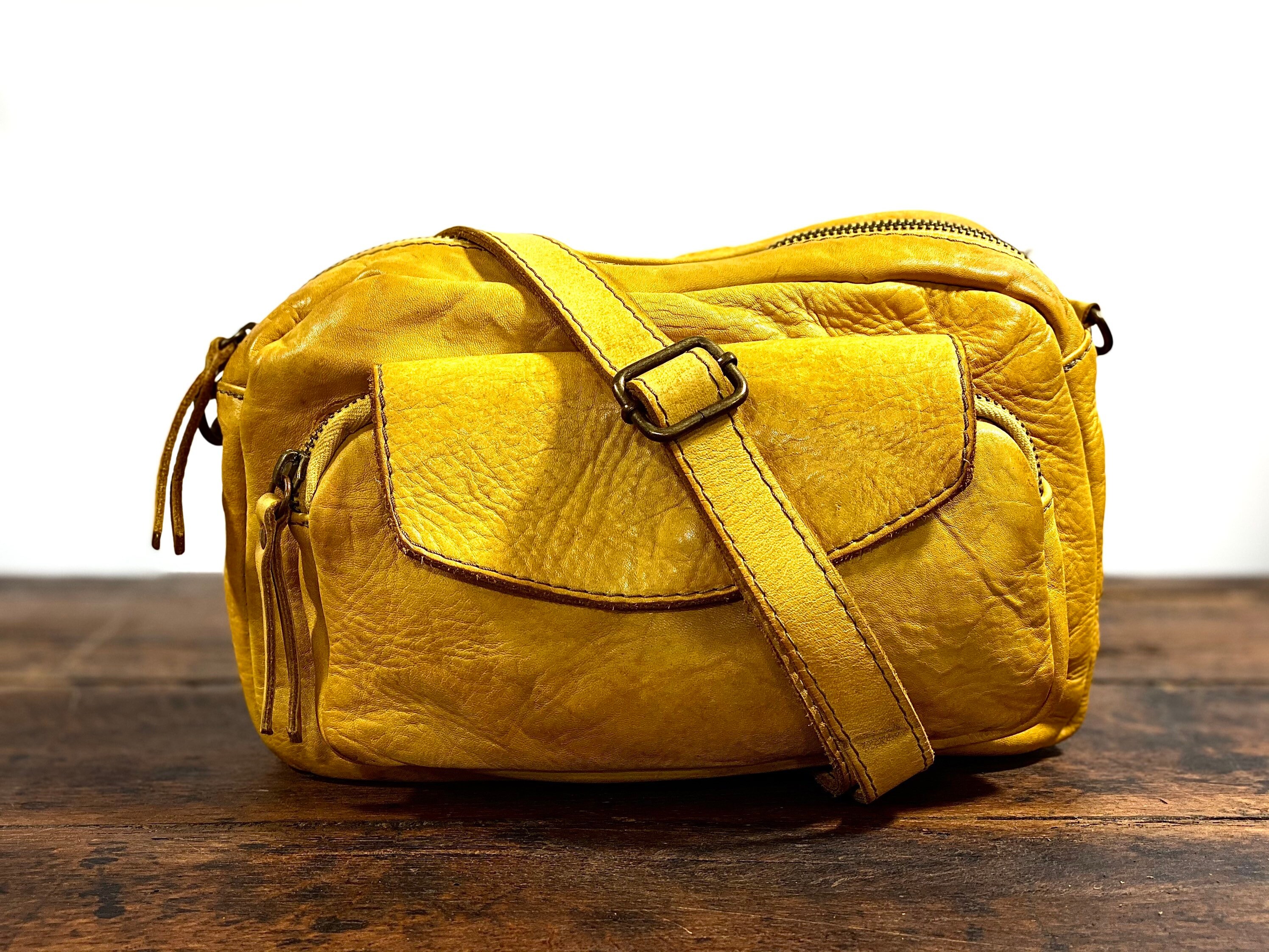 Handbag multipocket pouch mustard yellow color Etsy