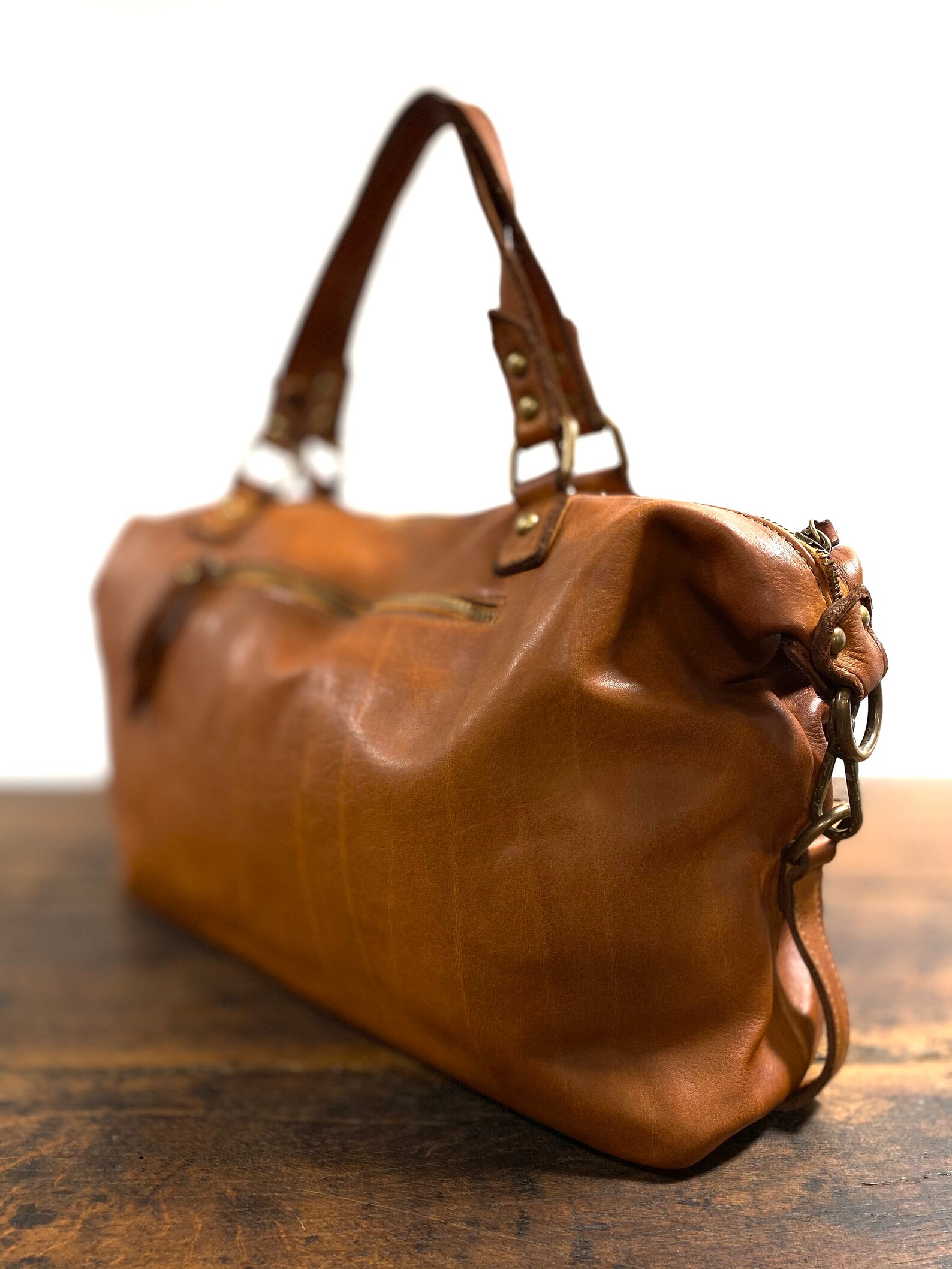 Washed leather bag vintage and aged effect artisanal Etsy