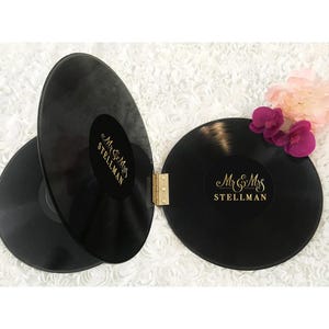 4-PAGE 12&quot; Vinyl Record Guestbook - Gold Hinges and posts - Beautiful and unique touch for your special Wedding Day!