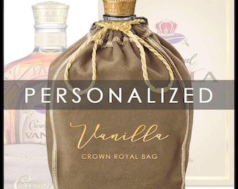 Bolsa de corona real de vainilla personalizada: se adapta a una botella de 750 ml. ¡Un regalo perfecto para recuerdos de fiestas, despedidas de soltero o cumpleaños!