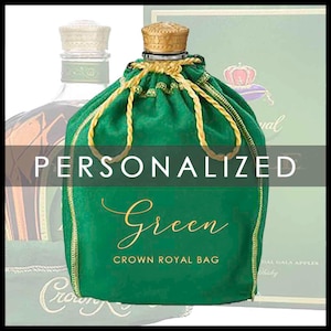 Personalized Green Crown Royal Bag - Makes perfect presents for Party Favors, Bachelor Parties or Birthdays!