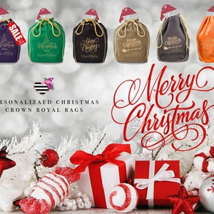 Christmas Personalized Crown Royal Bag - Makes perfect presents for Party Favors, Bachelor Parties or Birthdays!