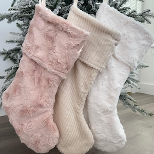 Christmas stocking, Faux fur Christmas stocking, family Christmas stocking, Christmas holiday decor, Farmhouse, Gift for