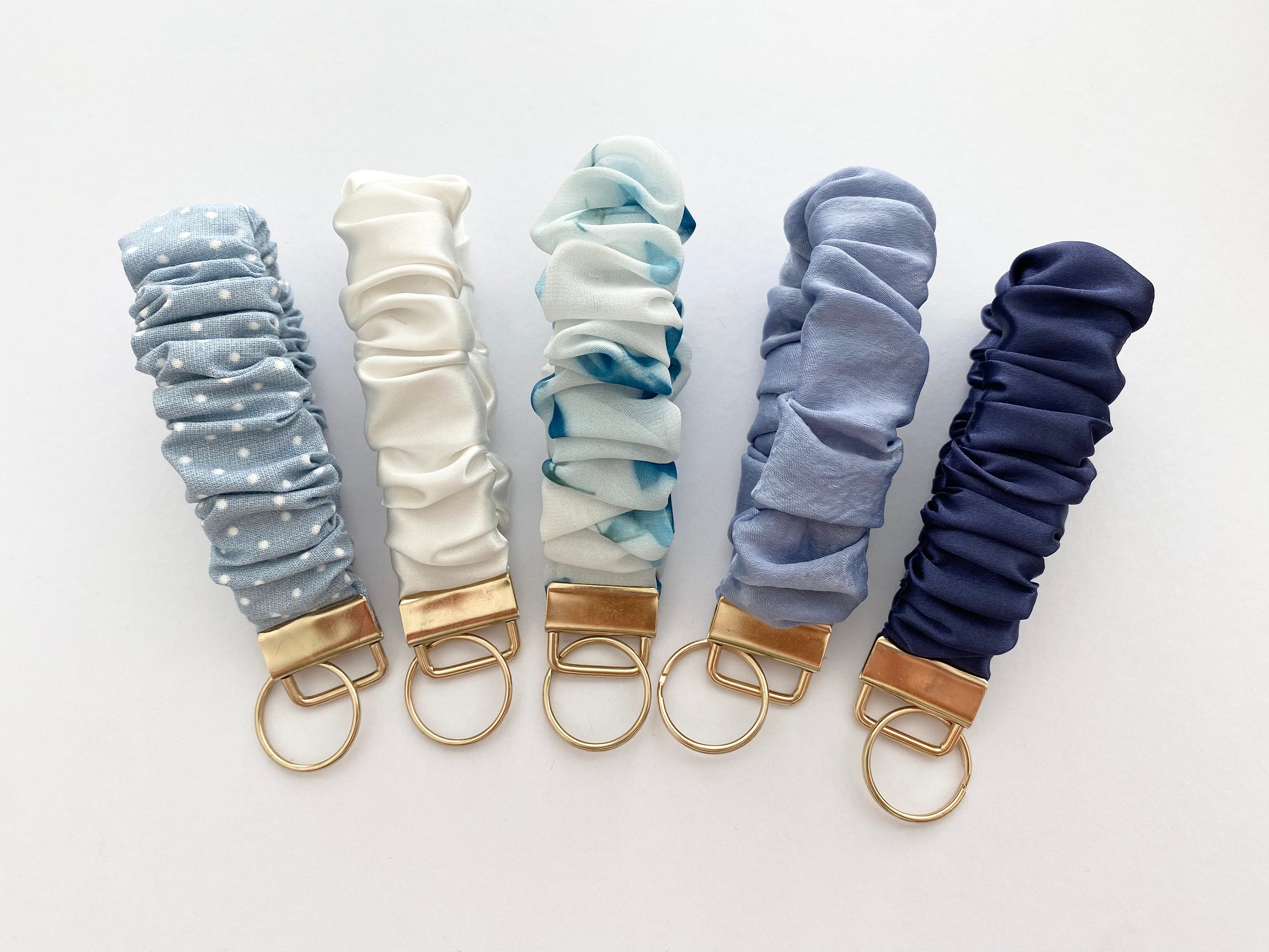 Handmade Scrunchie Wristlet Keychain: Gold Hardware Key Fob - Etsy