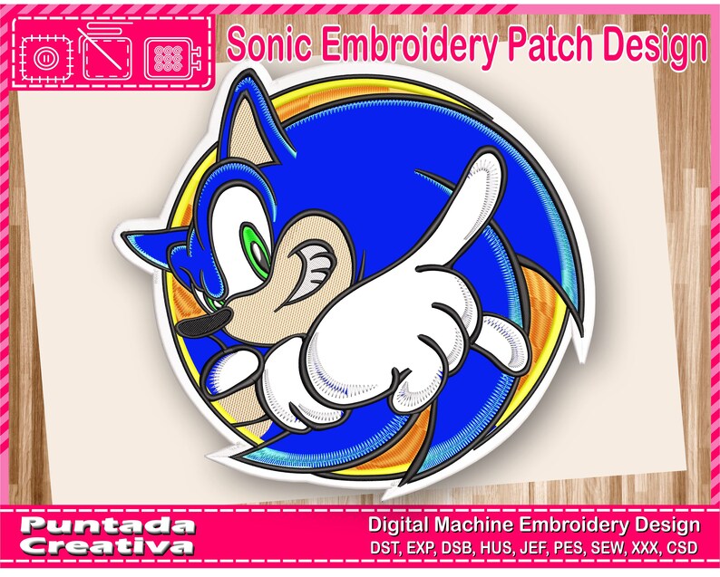Sonic Sega Applique Machine Embroidery Design. Automatic Etsy