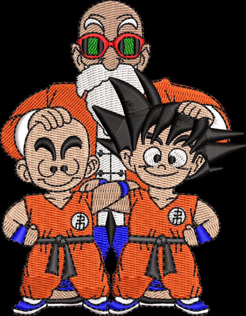 Embroidery Design Goku Dragon Ball Z goku Krilin Master Roshi Etsy