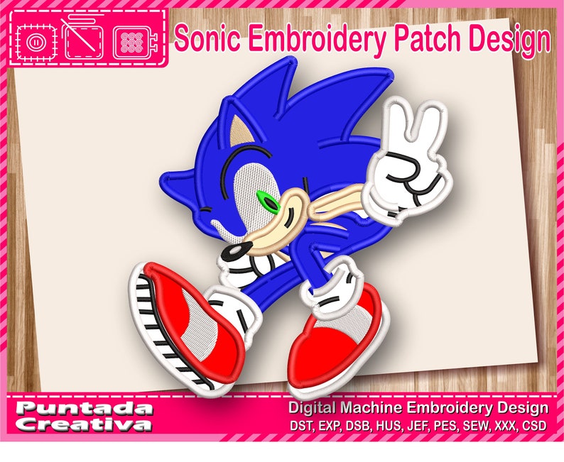 Sonic Sega Applique Machine Embroidery Design. Automatic Etsy