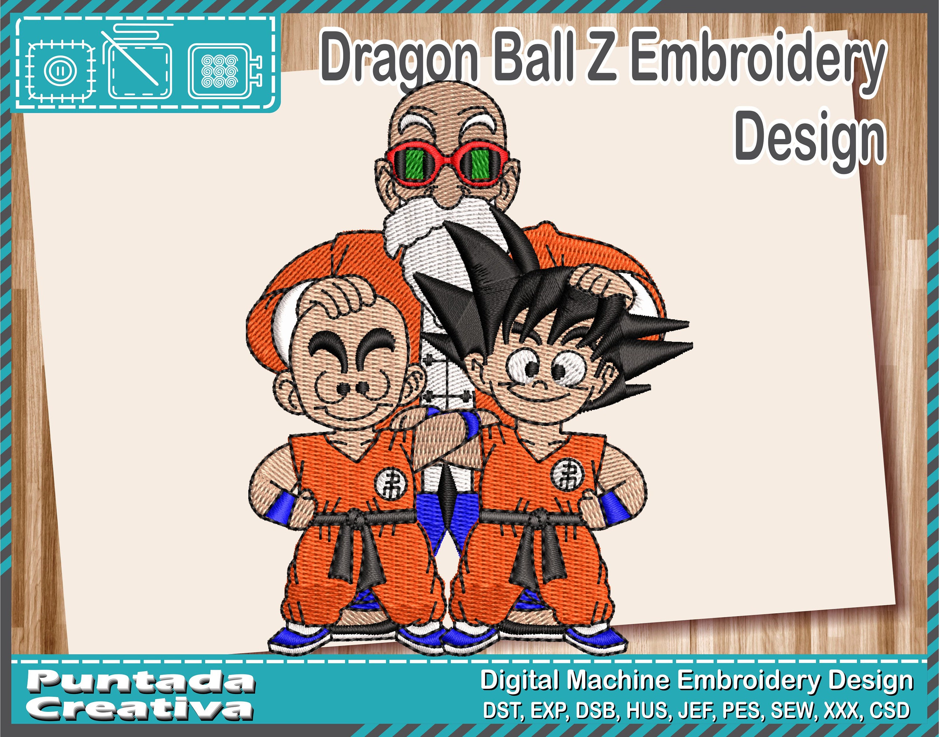 Embroidery Design Goku Dragon Ball Z goku Krilin Master Roshi Etsy