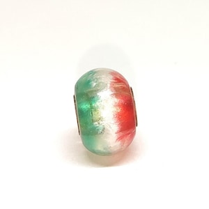 Italy bead, Pandora style charm bead Italian flag, green-white-red, tricolore Italia, Italy charm, European bracelet Italian bead charm