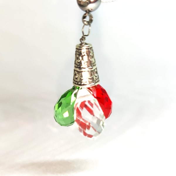 Charme en cristal d'Italie, charme en cristal Swarovski, perle de charme du drapeau italien, vert-blanc-rouge, tricolore Italia, bracelet européen Charme italien