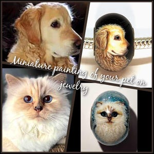 Custom Pet portrait, Miniature painting of your pet on jewelry, Custom handpainted pet portrait charm, Pandorastyle personalized petcharm