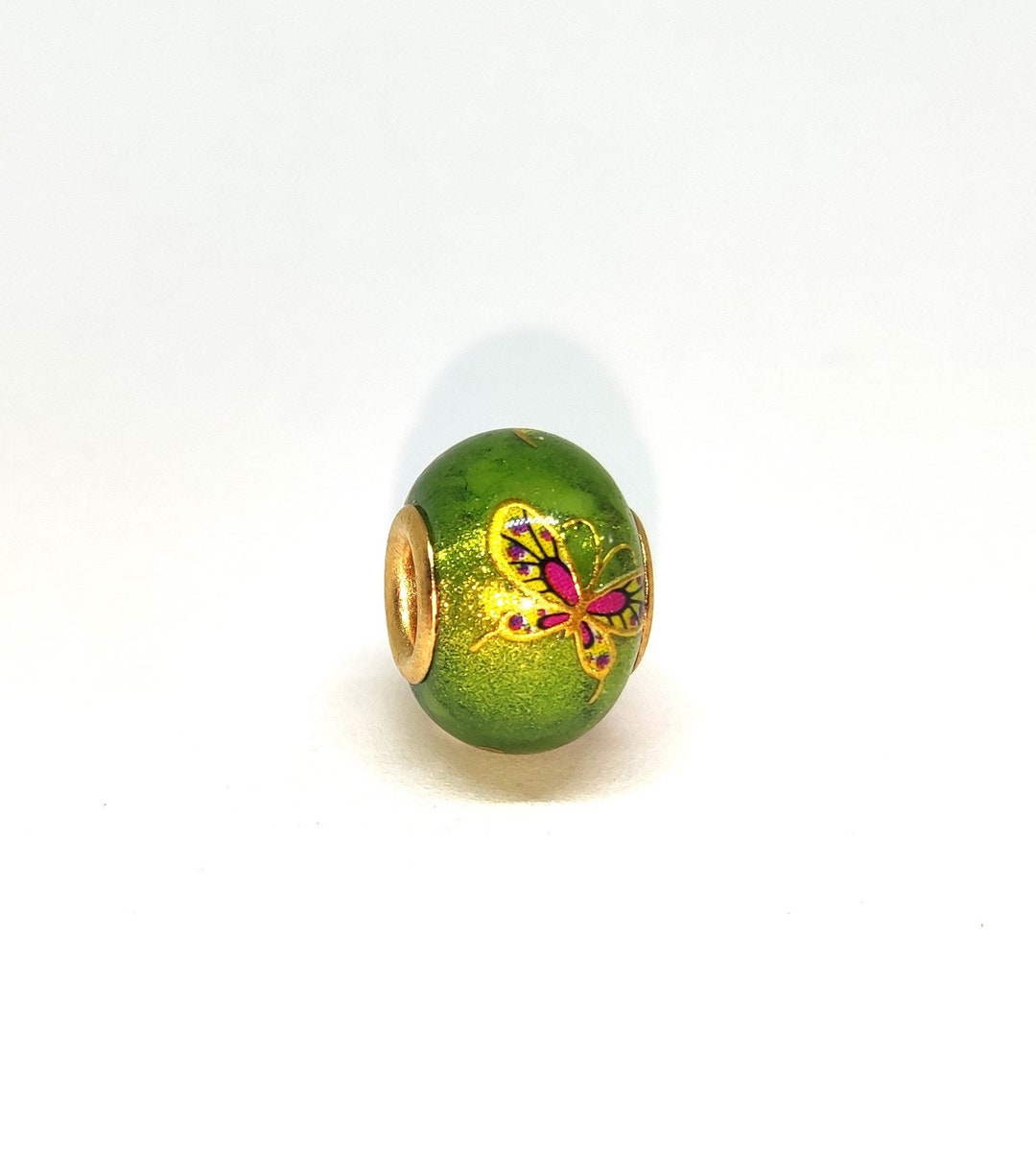 Butterfly Charm Beads, Green Butterfly Beads, Trollbeads Charm Bracelet