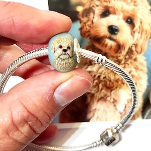 Custom Pet portrait, Miniature painting of your pet on jewelry, Custom handpainted pet portrait charm, Pandorastyle personalized petcharm