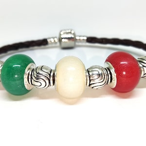 Italy Bracelet, Cool bracelet with the Italian flag, Pandora style bracelet, tricolore Italia bracciale, gift idea Italy lover