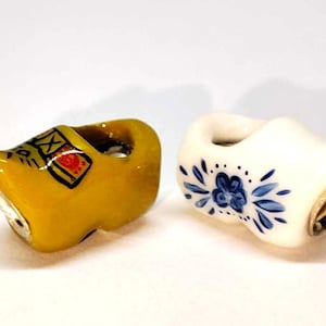 Ciondolo a forma di zoccolo olandese, ciondolo a forma di zoccolo fatto a mano, ciondolo a forma di scarpa in legno, zoccolo olandese, ciondolo per bracciale europeo, argento Sterling 925, ciondolo unico
