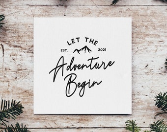 Personalised Let The Adventure Begin Custom Date Engagement Card Camping Wedding Card Mountain Wedding Travel Couple Congrats Engagement