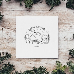 Personalisierte Vanlife-Karte Geburtstagskarte Alles Gute zum Geburtstag Campervan Karte Kundenspezifische Van Life Geburtstagskarte Kundengerechte Camping Karte für Abenteurer