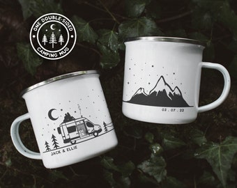 Personalised Vanlife Mug Campervan Enamel Camp Mug Custom Camping Mug For Couples Vanlife Gift Mug RV Accessories Camping Gift