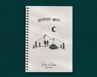 Personalised Camping Holiday Notebook For Couple Hiking Memory Book Adventure Awaits Travel Road Trip