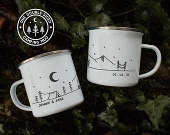 Personalized Camp Mug Gift For Couple Goals Tent Camping Mountain Mug Campfire Mug Wedding Gift Anniversary Gift For Boyfriend || ONE MUG