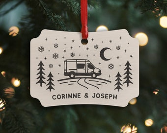 Personalised Campervan Christmas Ornament Camper Xmas Gift Couples Motorhome Present Holidays Gift For Van Life Adventurers