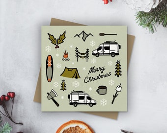 Camping Christmas Card Camper Van Christmas Card For Outdoorsy Couple Winter Adventure RV Christmas Card Winter Camping Holiday Camper Card