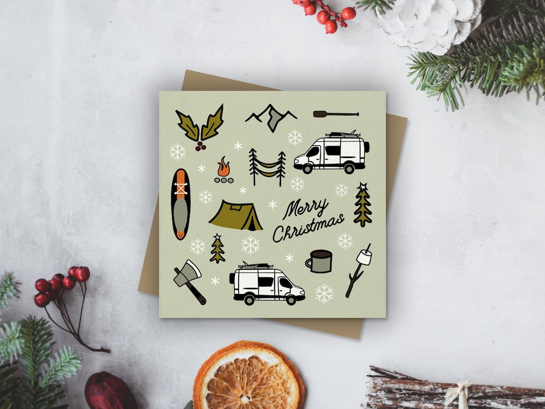 Camping Christmas Card Camper Van Christmas Card for Outdoorsy Couple