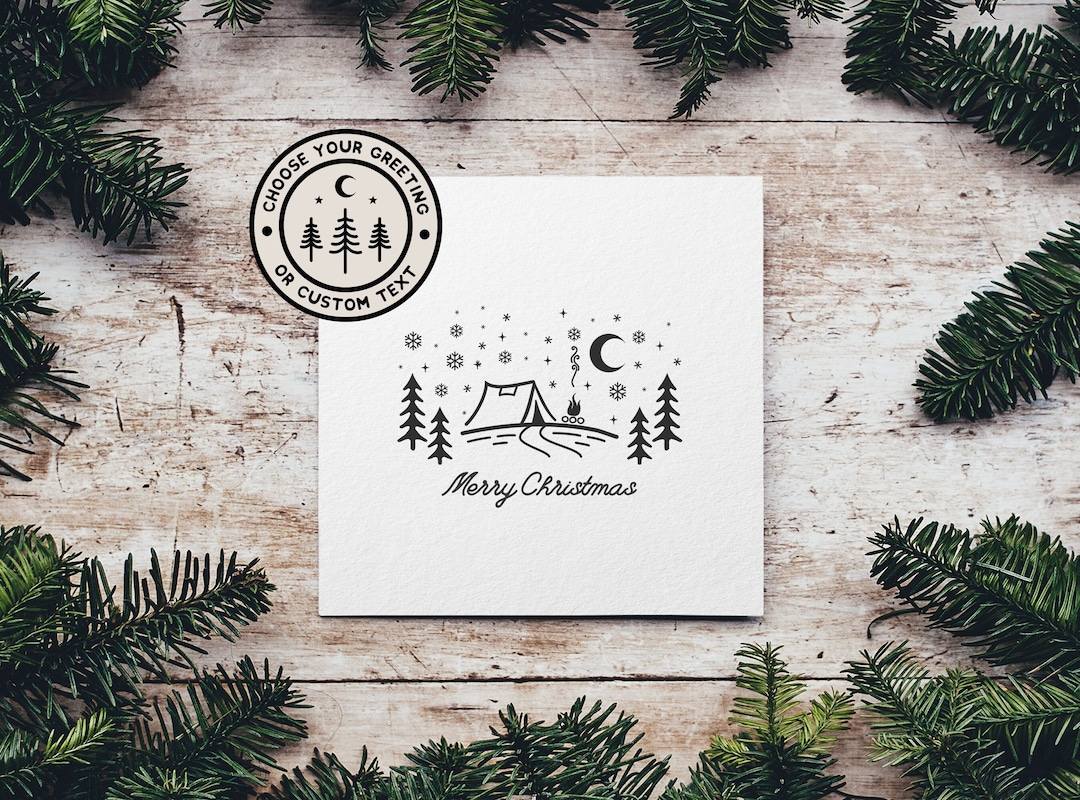 Camping Christmas Card Holiday Card for Camper Unique Adventure Festive